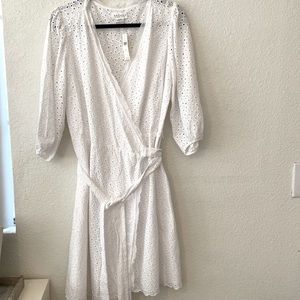 Velvet by Graham & Spencer White Eyelet Wrap Dress